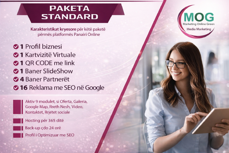 Paketa STANDART me Domain me 16 reklama, platforme per shitjet online, platforme ecommerce ne shqiperi, platforme per bizneset shqiptare, platforme online për bizneset, website me seo, reklame me klikime direkte, reklamim per kompani